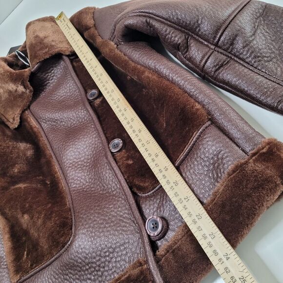 NEW BERNARDO SHEARLING FAUX LEATHER SOFT BROWN AVIATOR COAT JACKET XS SMALL NWT - Picture 6 of 16